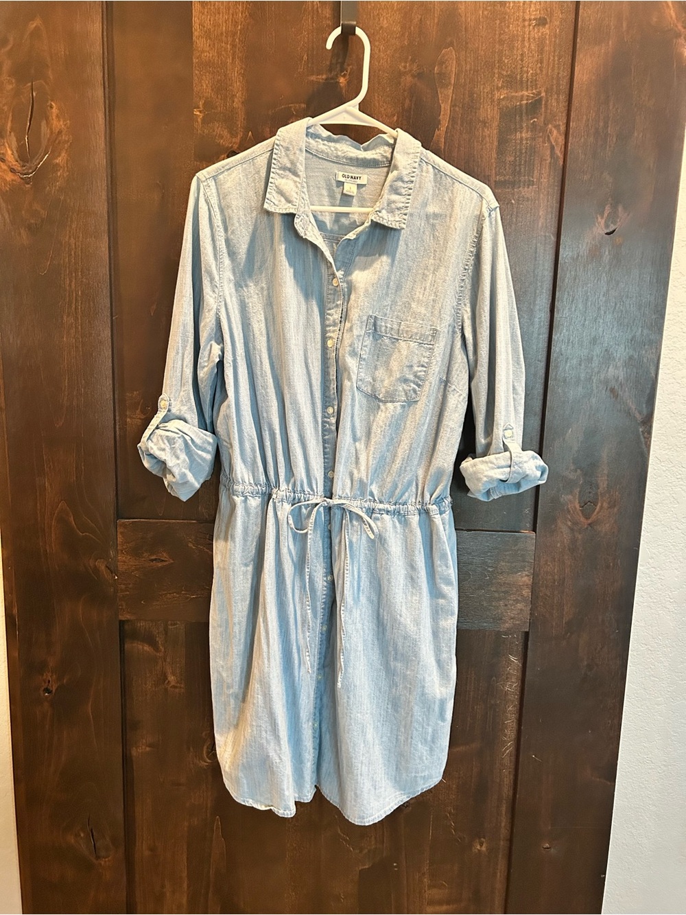 Old Navy Light Blue Chambray Button-Up Dress